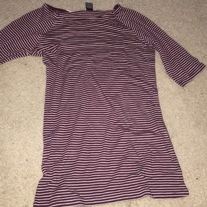Burgundy and white striped top